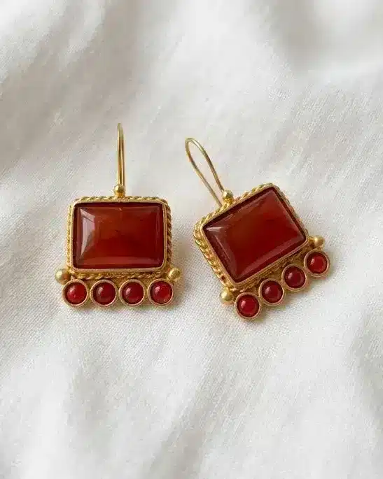 Pendientes baño oro y piedras naturales