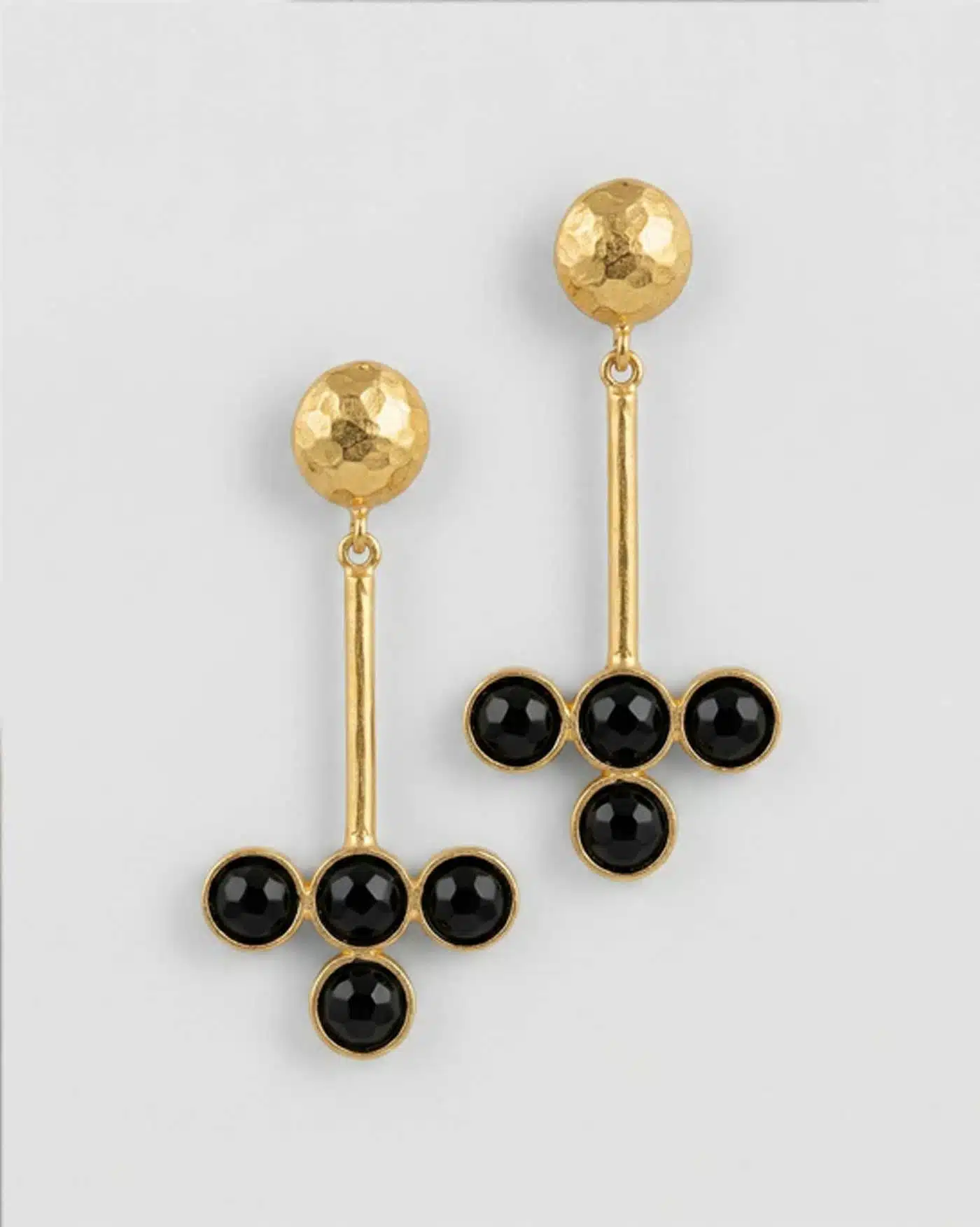 Pendientes Baño de Oro y piedras negras