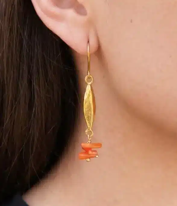 Pendientes malvinas dorados y naranjas